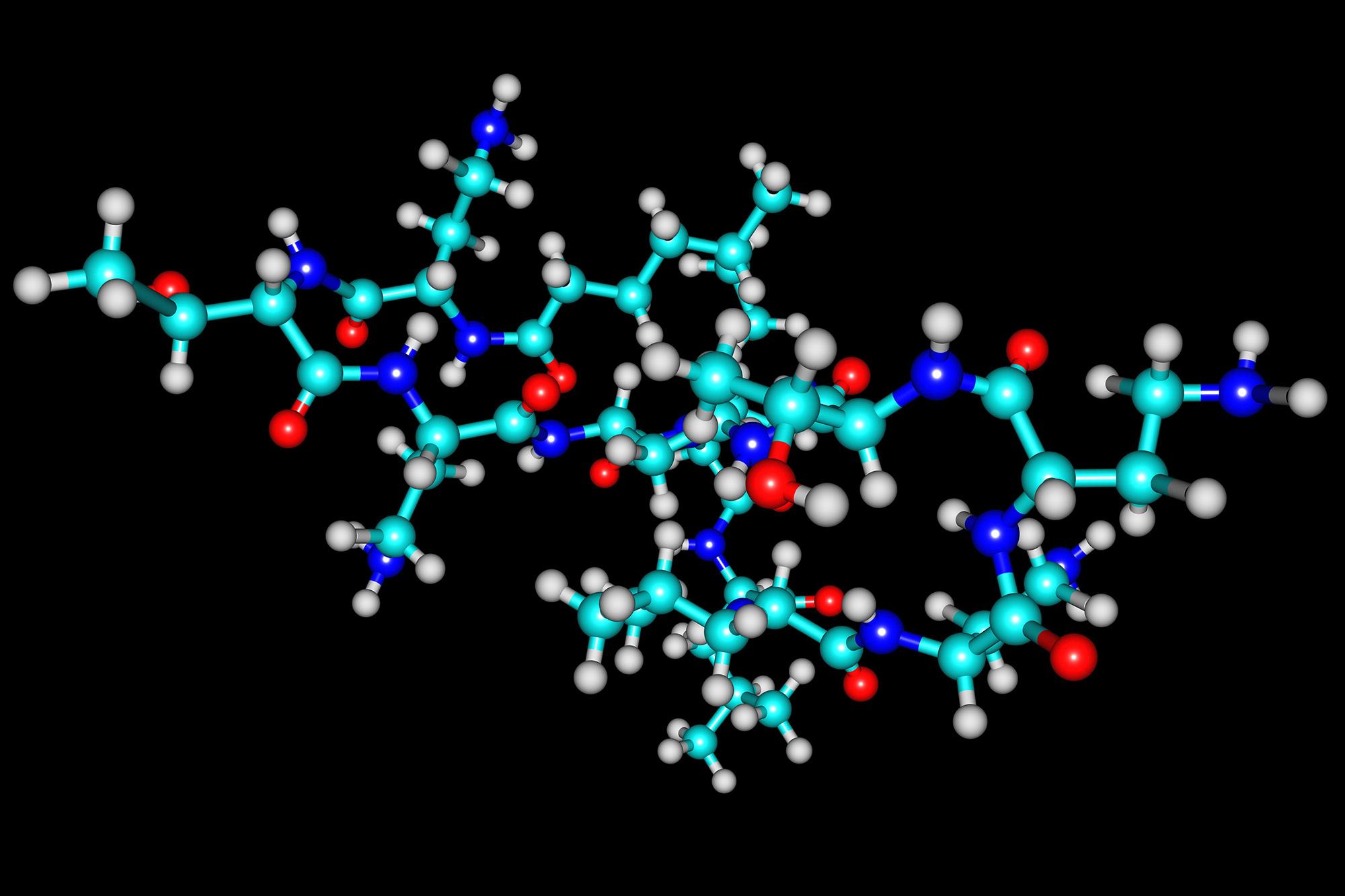 3D illustration of Colistin/Polymyxin-E